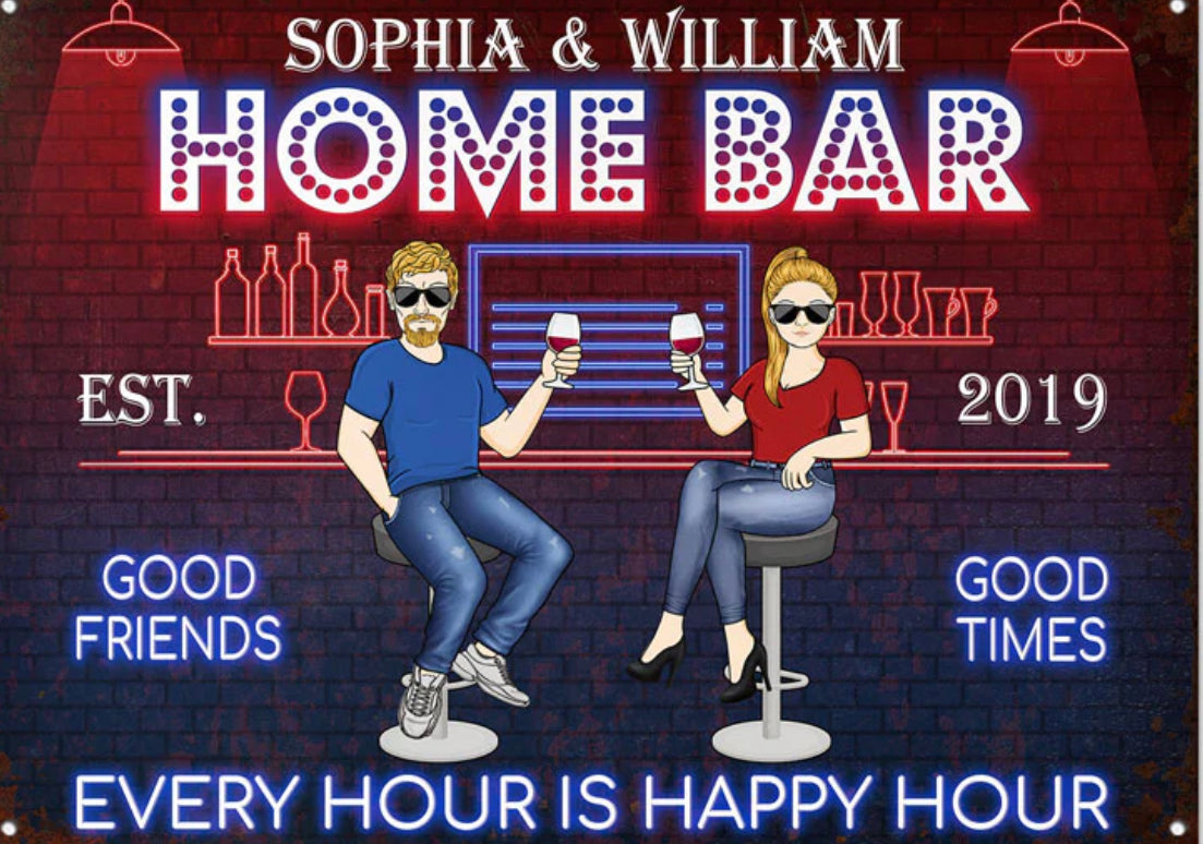 Personalized Home Bar Metal Sign
