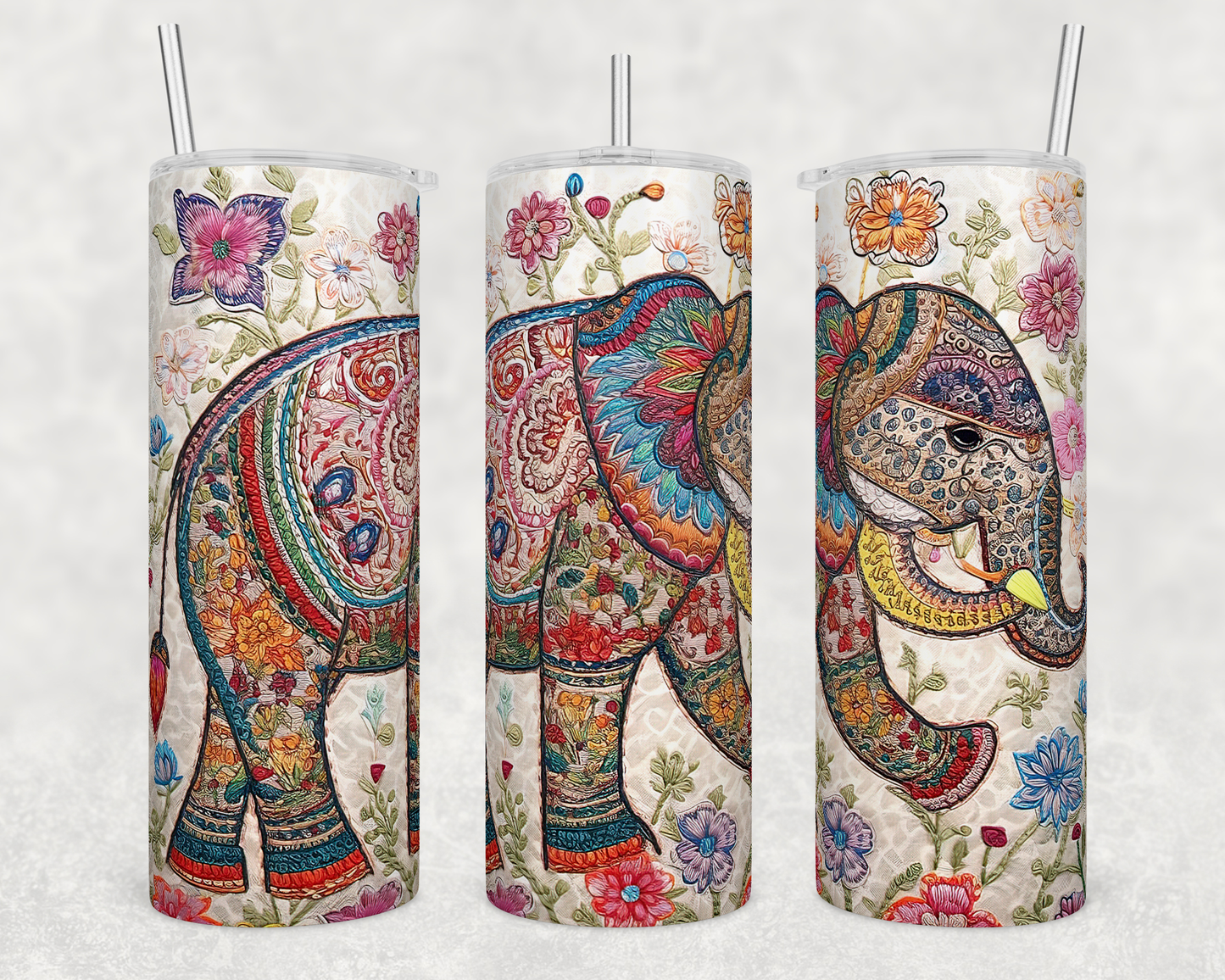 Embroidered Elephant 20 oz Tumbler