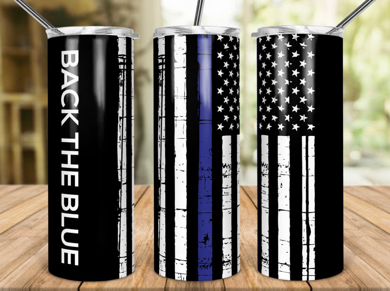 Back the Blue 20 oz Skinny Tumbler
