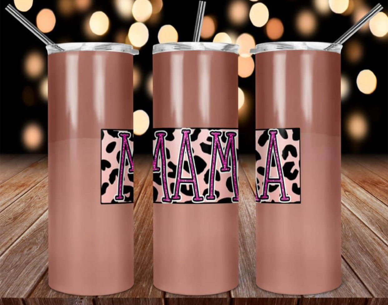 Mama Pink Leopard 20oz Skinny Tumbler