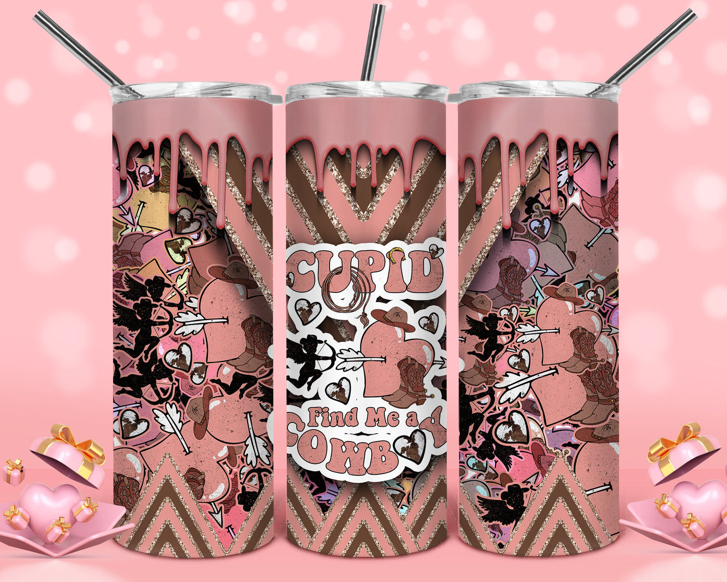 Cupid Find Me a Cowboy 20 oz Skinny Tumbler