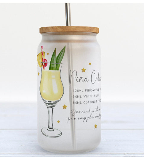 Pina Colada Recipe Frosted Glass 16 oz Tumbler