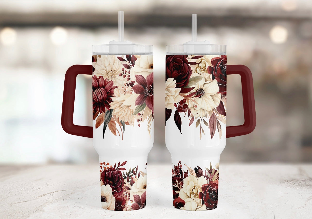 Floral Fall 40 oz Tumblers Pick Your Colors