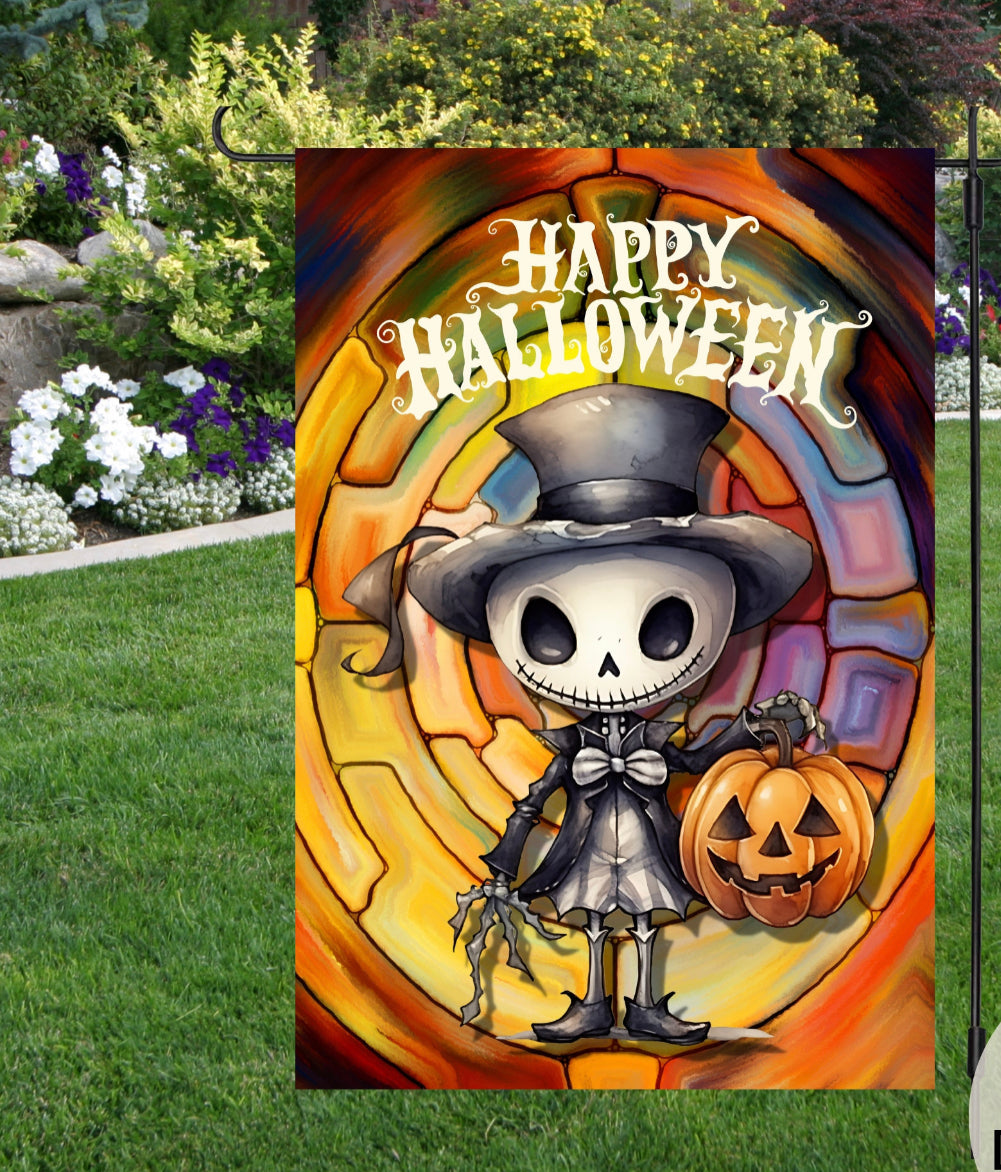 Happy Halloween Skeleton Garden Flag