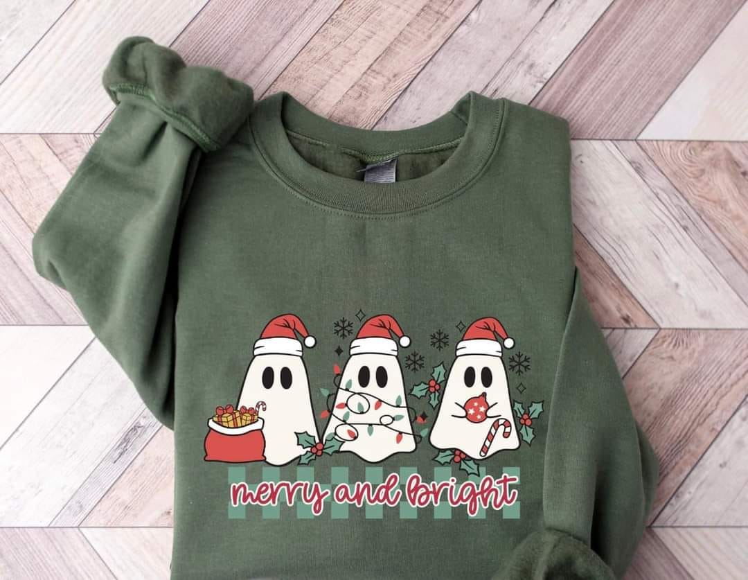 Merry & Bright Ghost Crew Sweatshirt