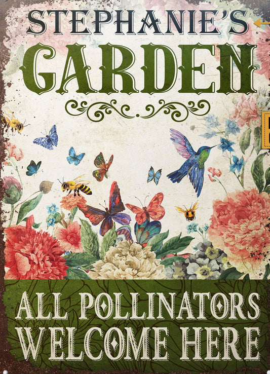 Pollinators Welcome Metal Sign