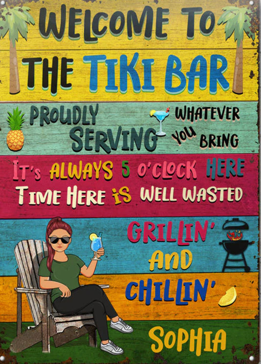 Welcome to the Tiki Bar Metal Sign