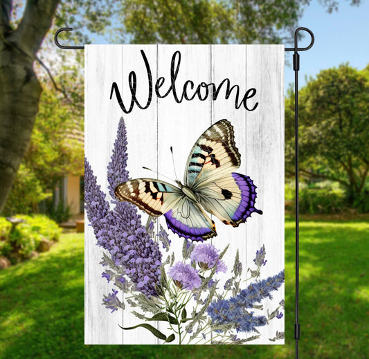 Welcome Butterfly Garden Flag