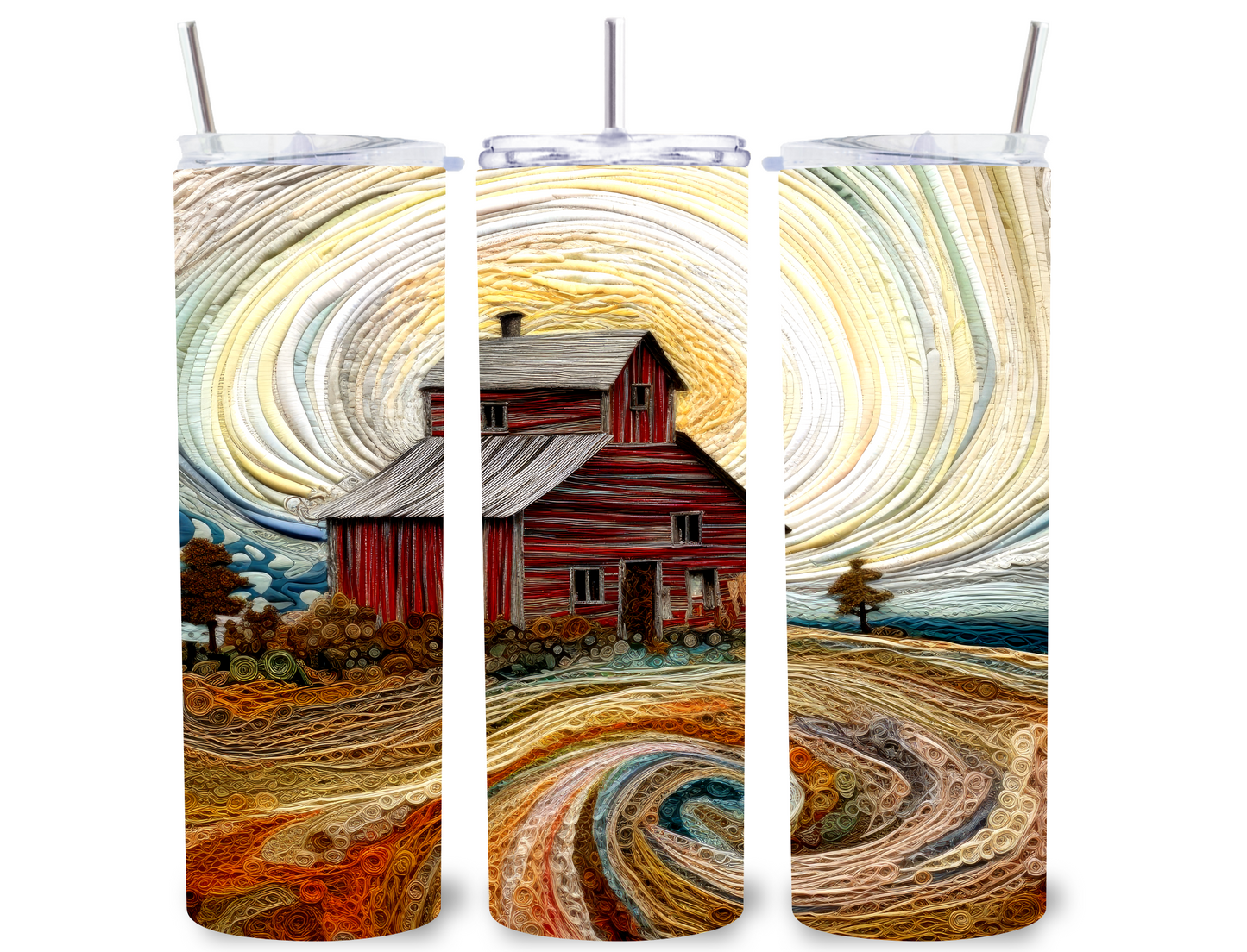 Red Barn Embroidery Look 20 oz Tumbler