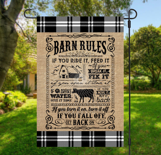 Barn Rules Garden Flag