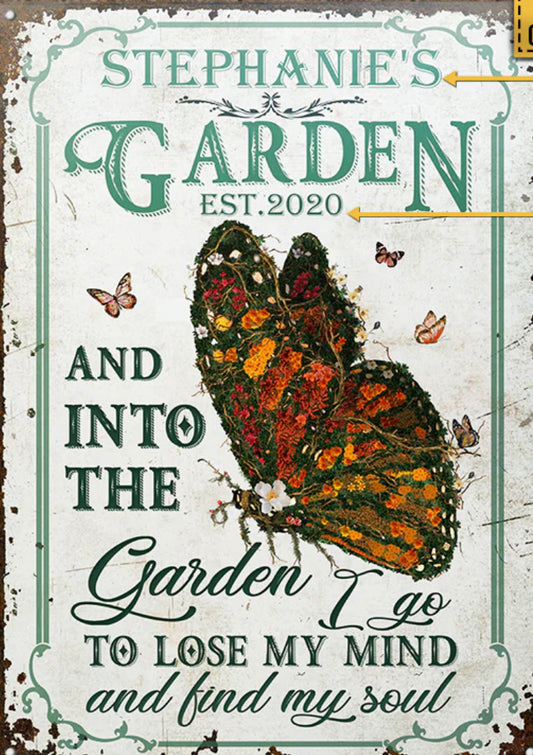 Butterfly Garden Metal Sign