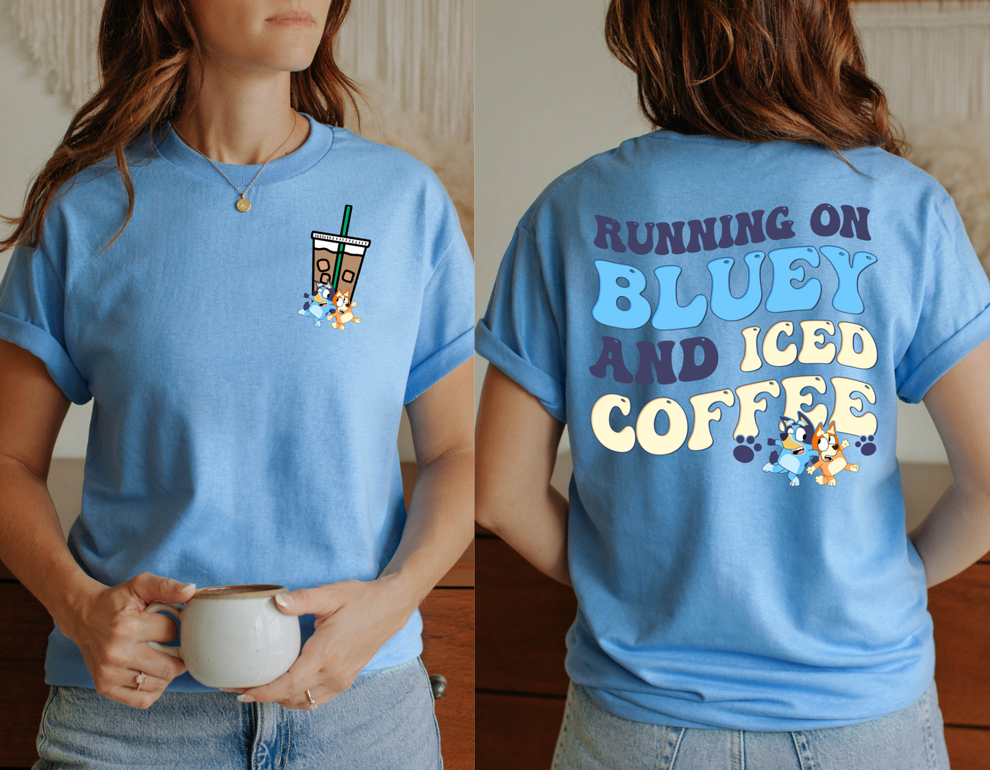 Running on Bluey & Iced Coffee T Shirt