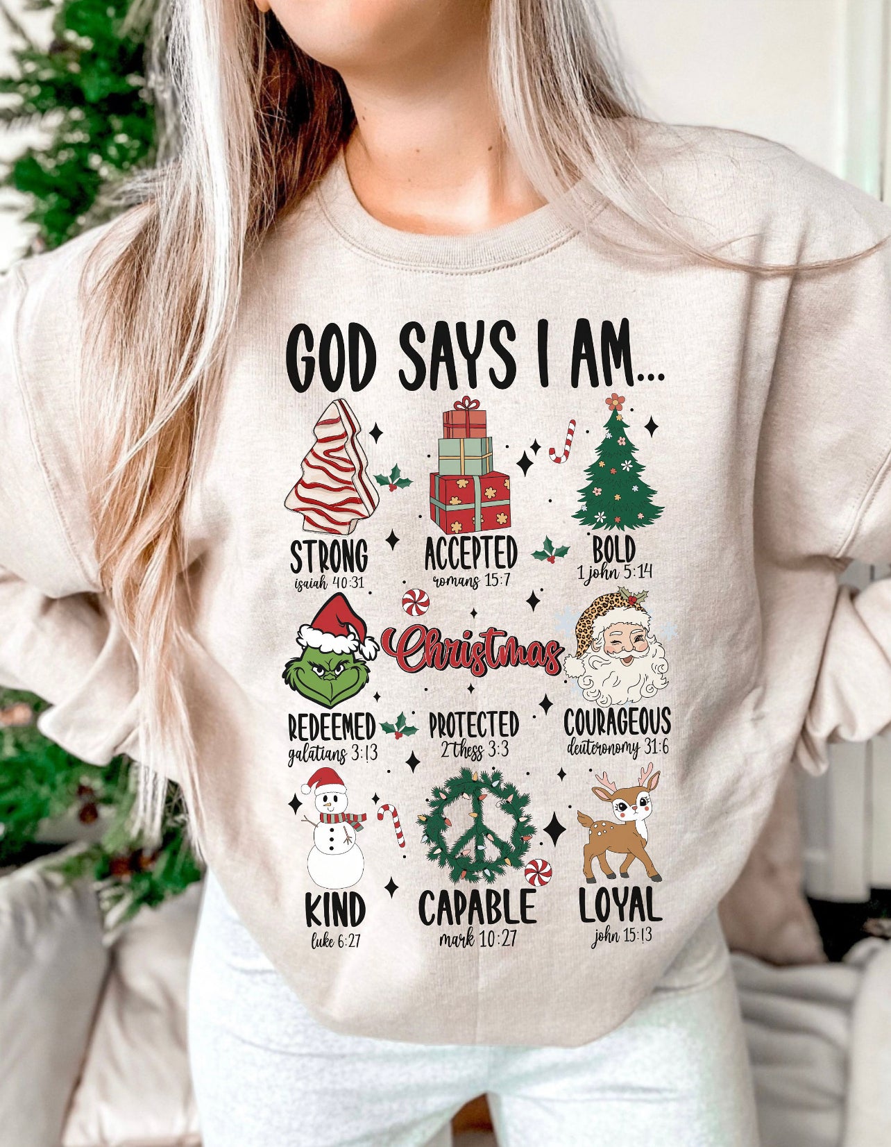 God Says I Am Christmas Edition Crew Sweatshirt