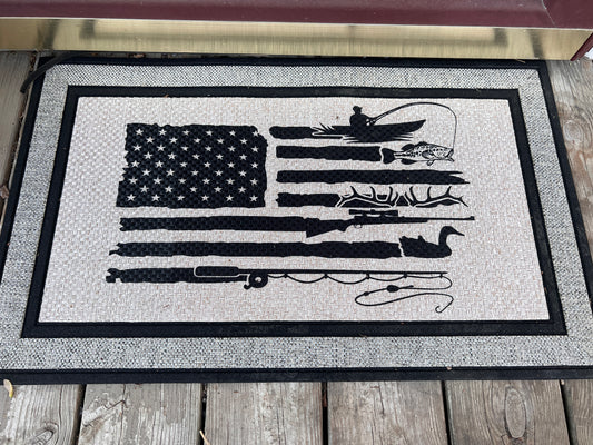 Hunting Fishing Flag Doormat