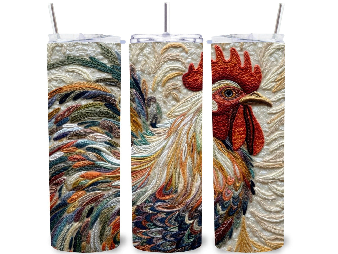 Rooster Embroidery Effect 20 oz Tumbler