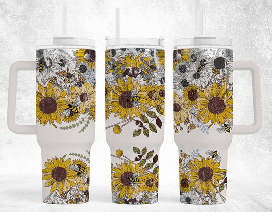 Sunflowers & Bumblebees 40 oz Tumbler