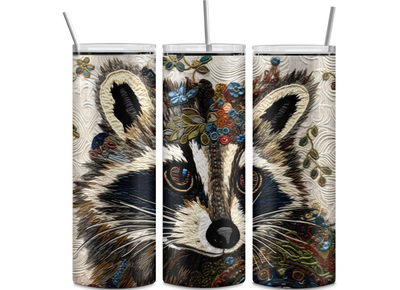 Embroidered Raccoon 20 oz Tumbler