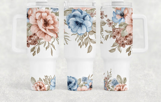 Pink & Blue Floral 40 oz Tumbler