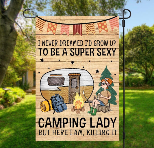 Super Sexy Camping Lady Garden Flag