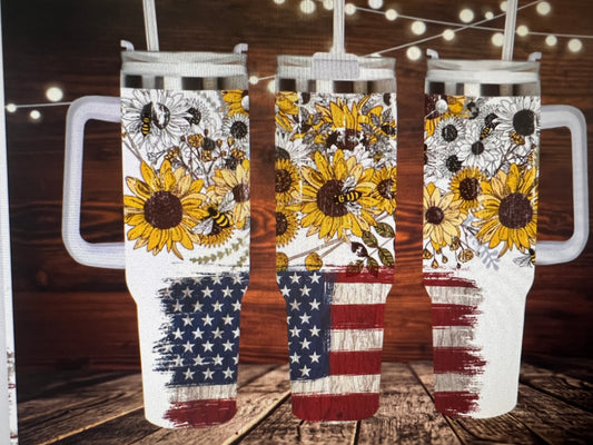 Sunflowers and America 40 oz Tumbler