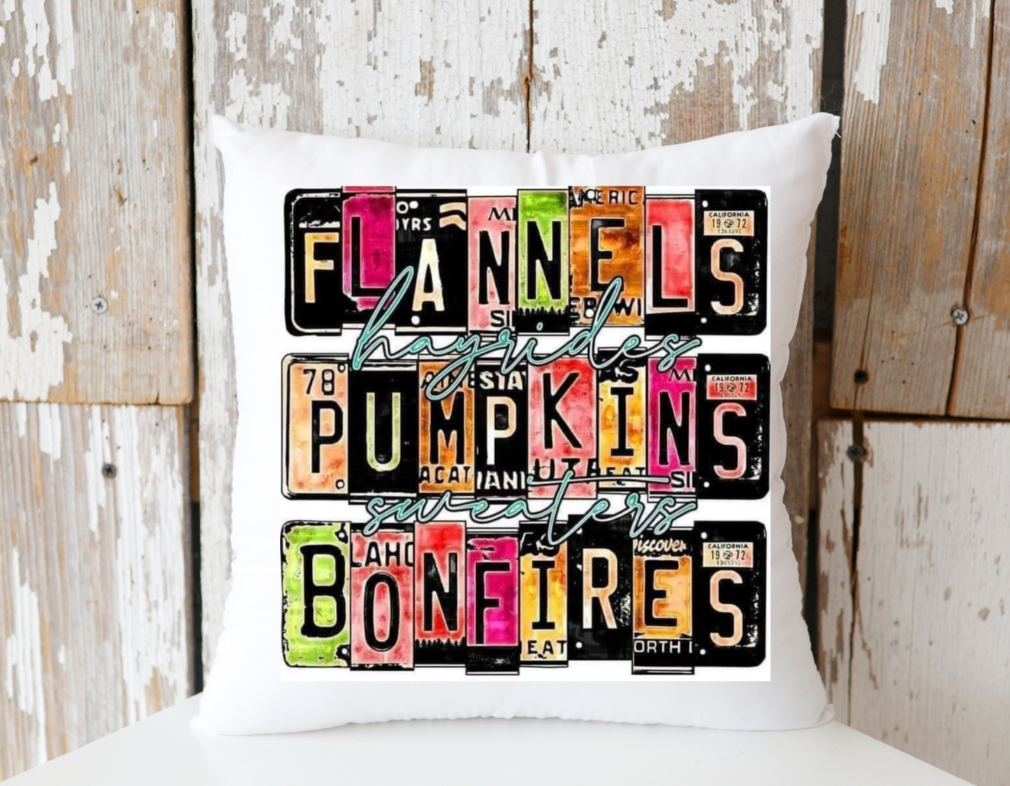 Flannels, Pumpkins &  Bonfires Pillow
