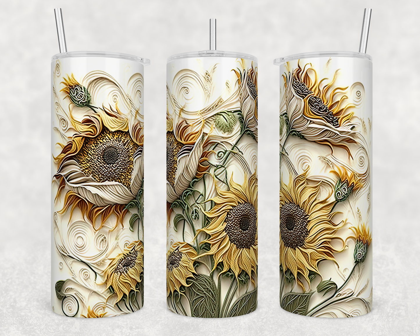 Sunflower Embroidered Effect 20 oz Tumbler