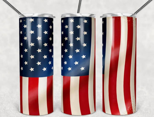 American Flag Flying High 20 oz Skinny Tumbler