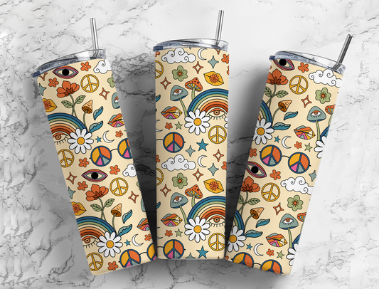 Flowers Peace and Rainbows Tumbler and Journal