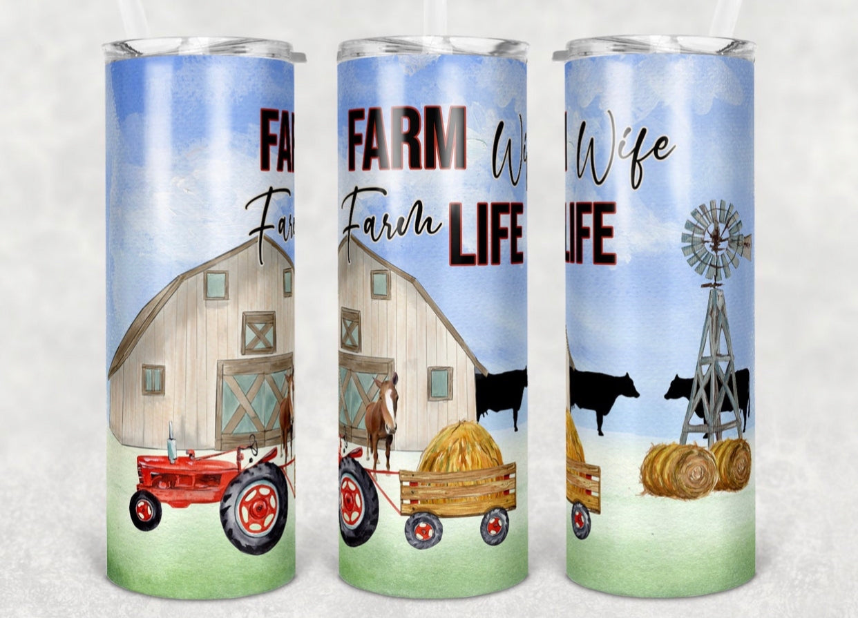 Farm Wife Life 20 oz Skinny Tumbler