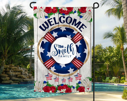 Welcome Nautical Mini Garden Flag