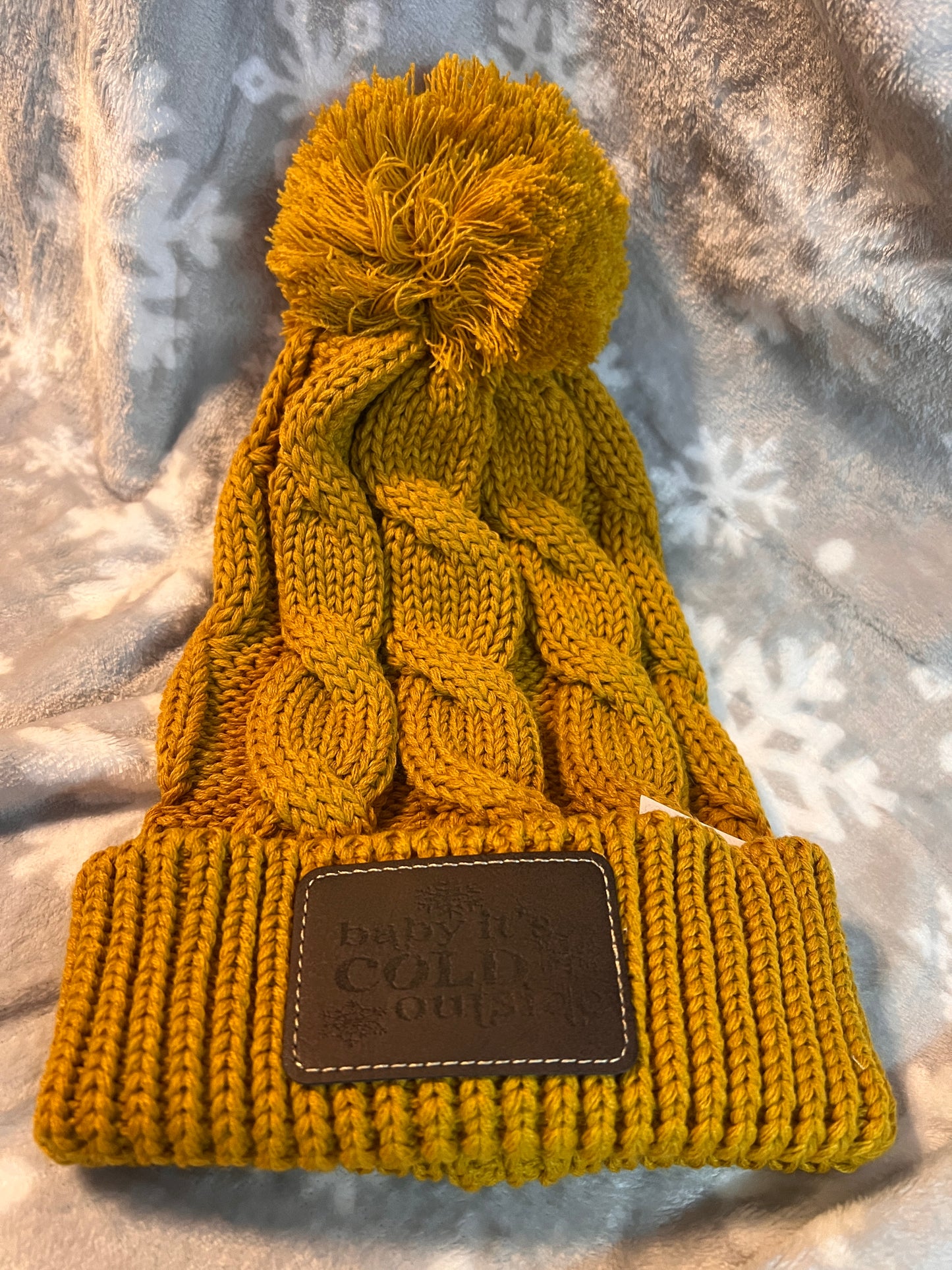 Leather Patch Knit Stocking Caps