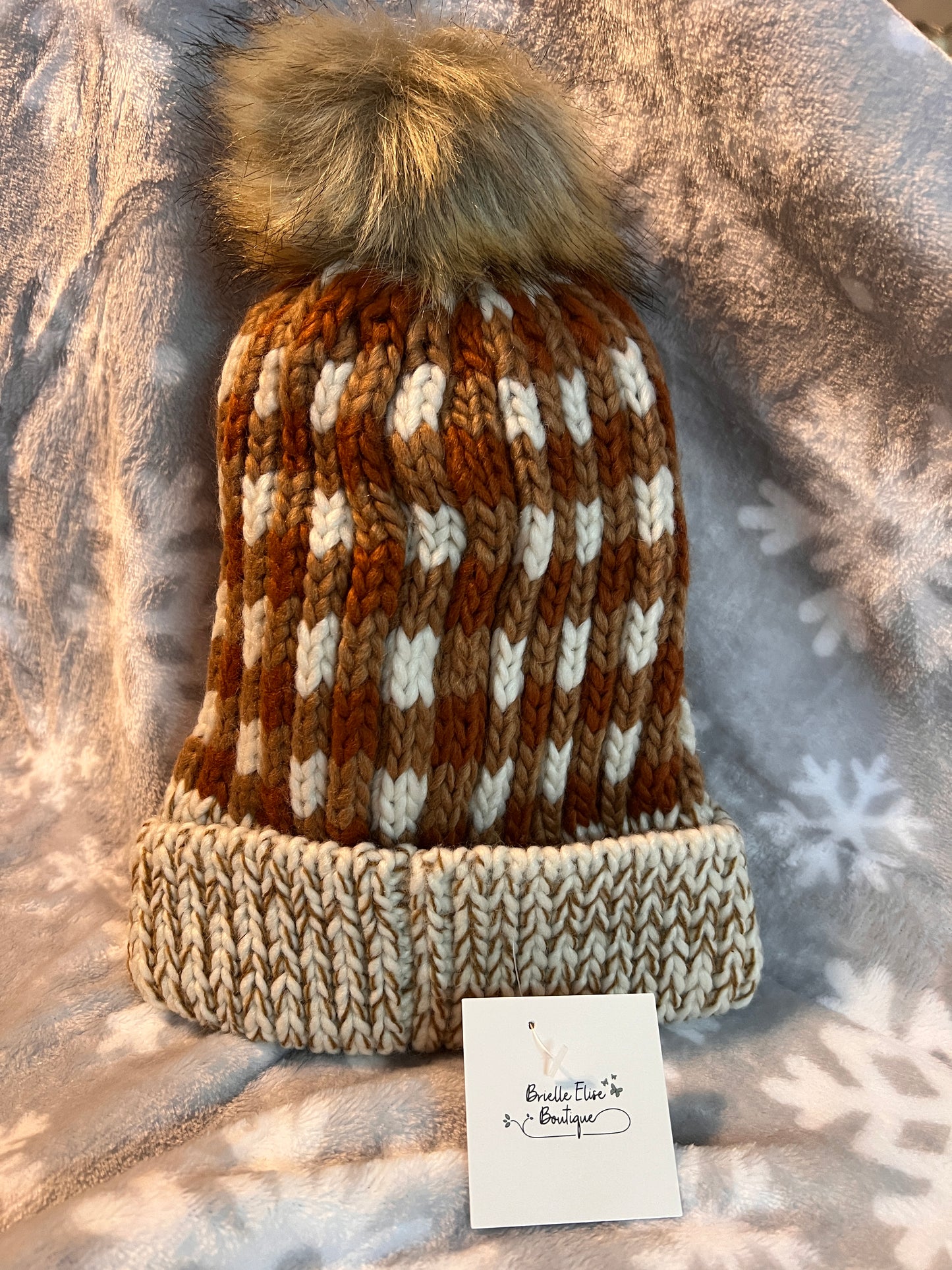 Sienna Checked Knit Stocking Cap