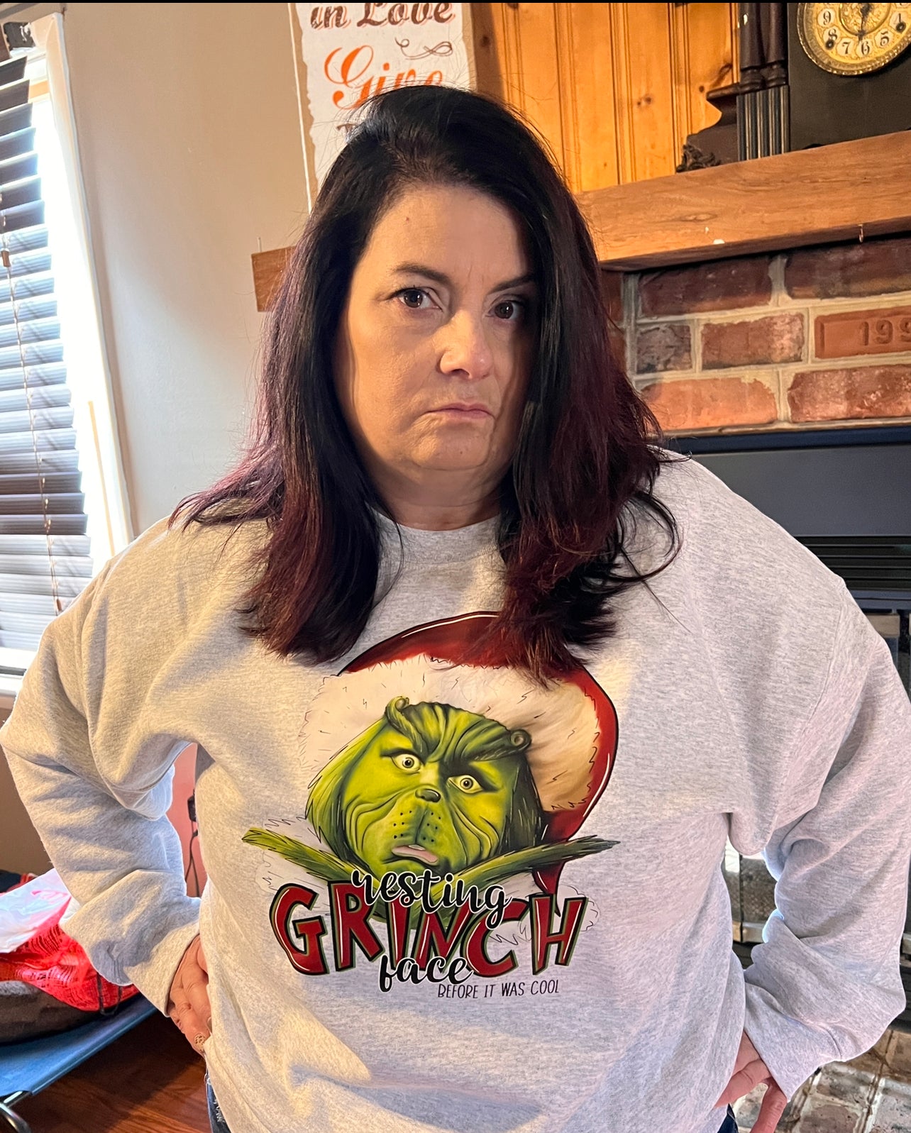 Resting Grinch Face Crew Sweatshirt