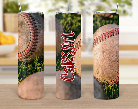 Baseball Personalized 20 oz Skinny Tumbler