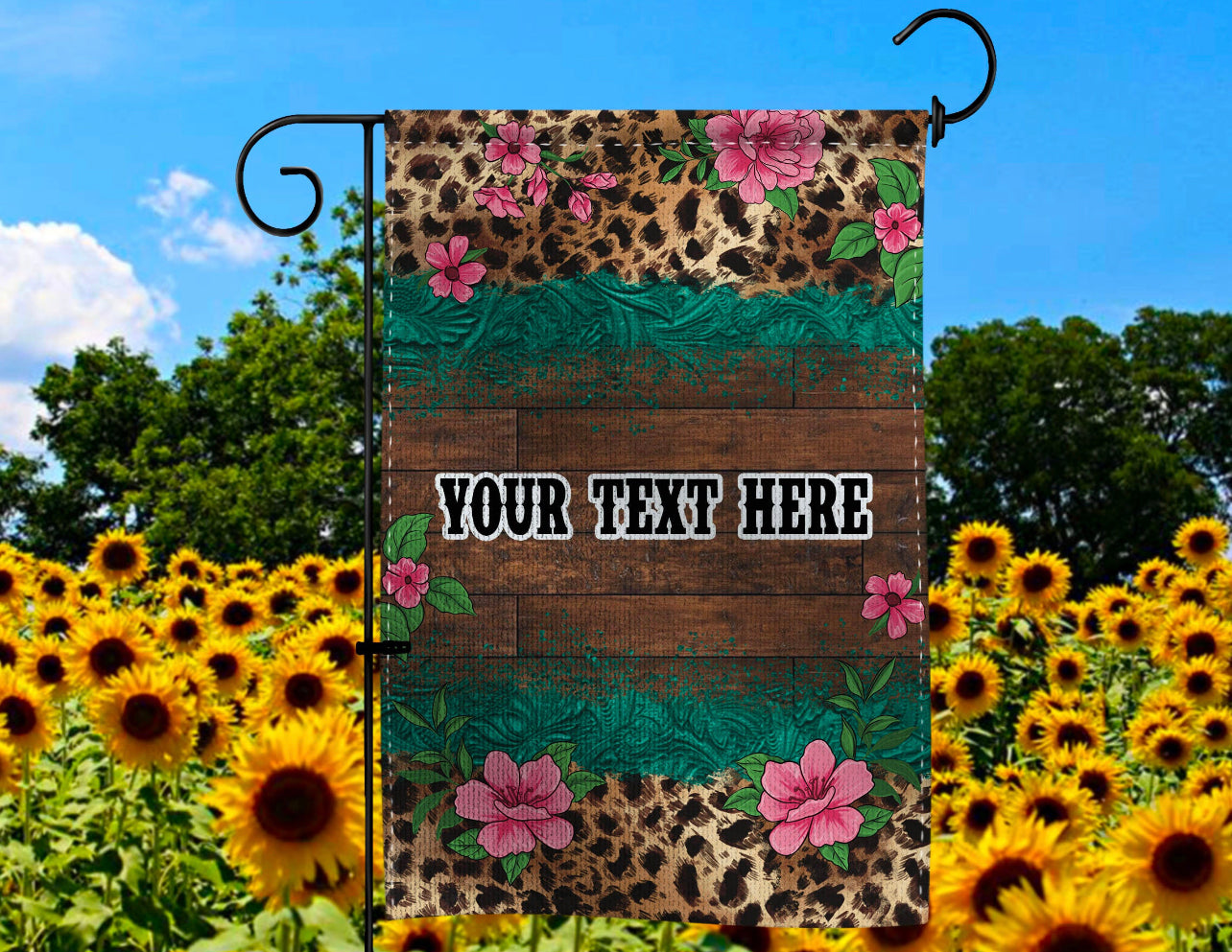 Leopard Floral Garden Flag