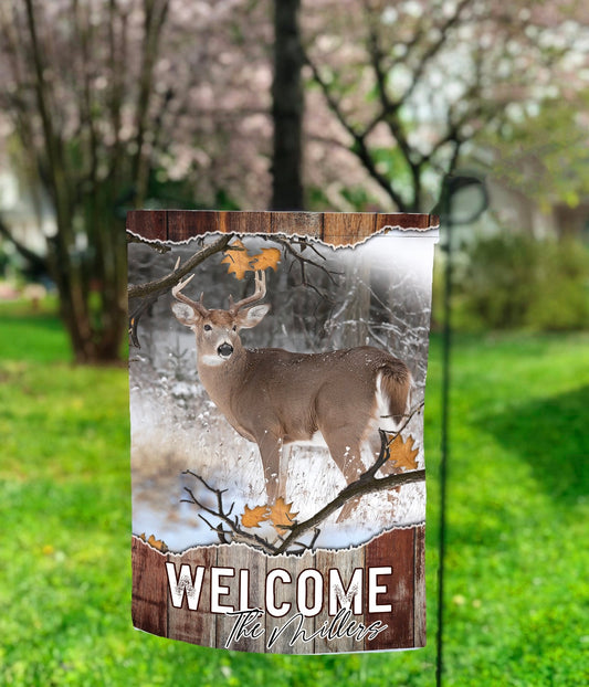 Deer in the Mist Garden Flag