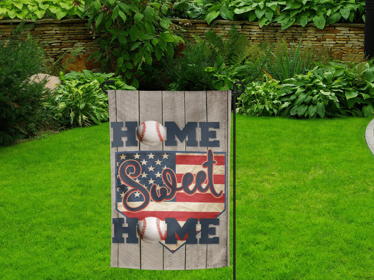 Home Sweet Home Baseball Garden Flag
