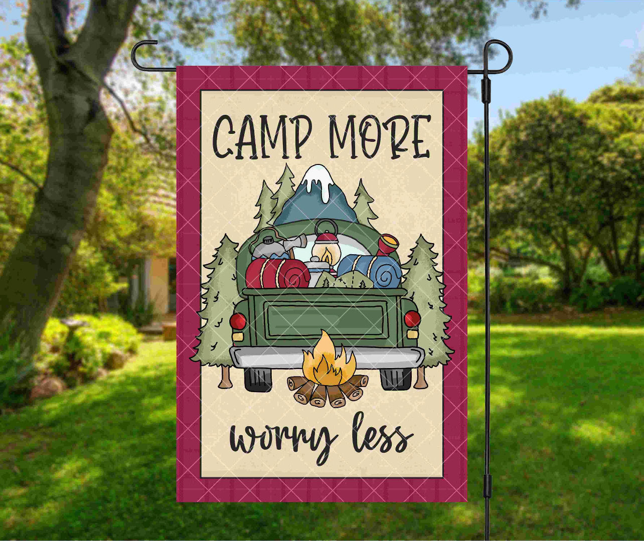 Camp More Worry Less Garden Flag
