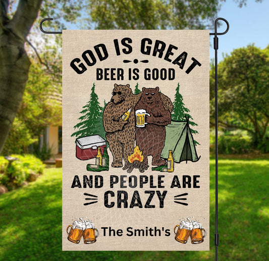 God is Great Beer is Good Garden Flag