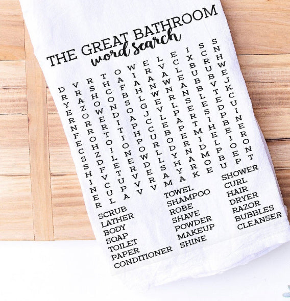 The Great Bathroom Word Search Bath Towel