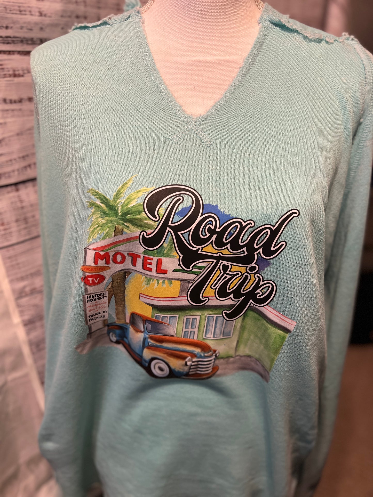 Road Trip V Neck Vintage Hoodie