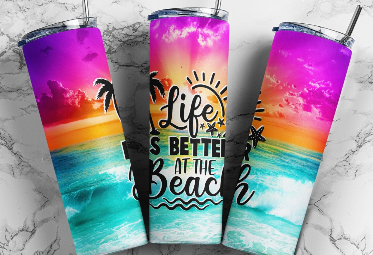 Life is the Better at the Beach 20 oz Skinny Tumbler