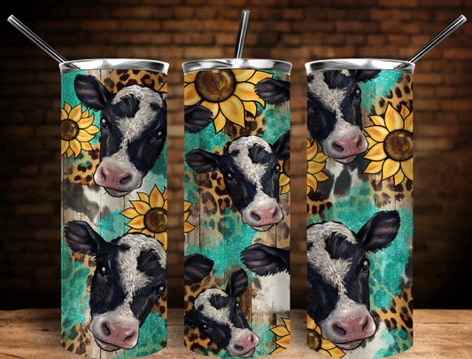 Cows and Sunflowers 20 oz Skinny Tumbler