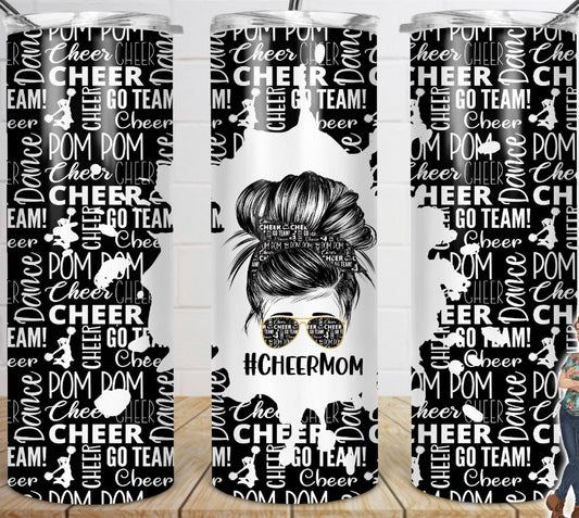 Cheer Mom Collage 20 oz Skinny Tumbler
