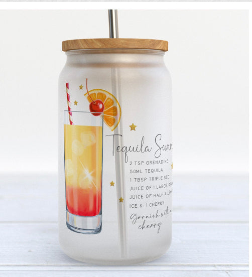 Tequila Sunrise Recipe Frosted Glass 16 oz Tumbler