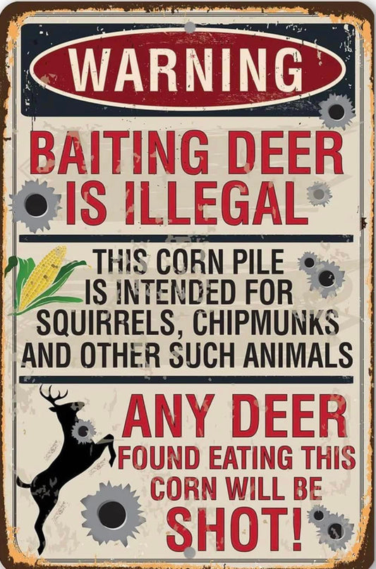 Baiting Deer Metal sign