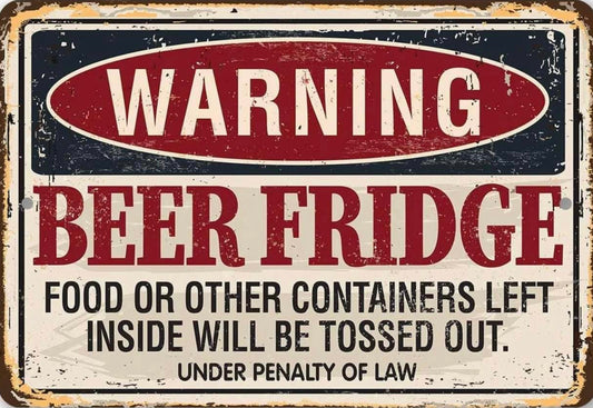 Beer Fridge Metal Sign