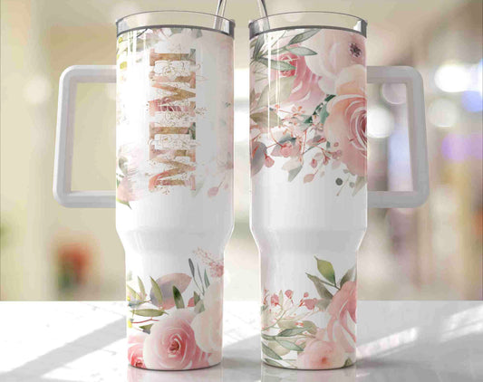 Floral MiMi 40 oz Handle Tumbler