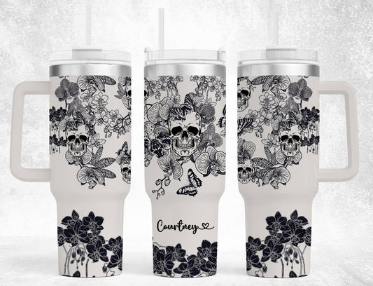 Floral Skull 40 oz Tumbler