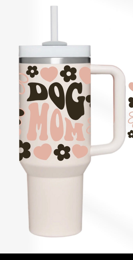 Dog Mom 40 oz Handled Tumbler